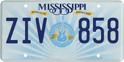 MS license plate ZIV858