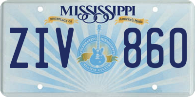 MS license plate ZIV860