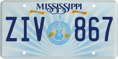 MS license plate ZIV867