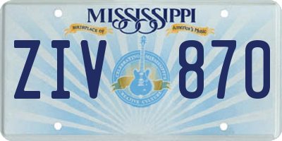 MS license plate ZIV870