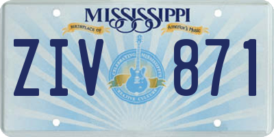 MS license plate ZIV871