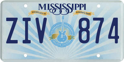 MS license plate ZIV874