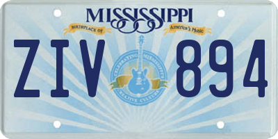 MS license plate ZIV894