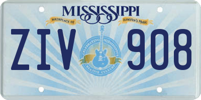 MS license plate ZIV908