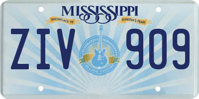 MS license plate ZIV909