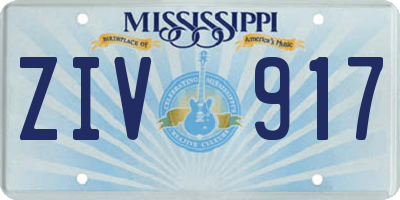 MS license plate ZIV917