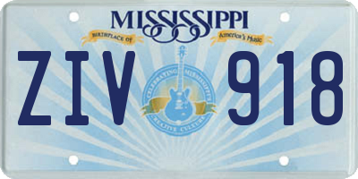 MS license plate ZIV918