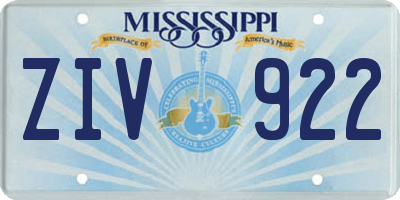 MS license plate ZIV922