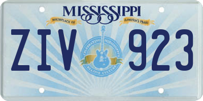 MS license plate ZIV923