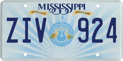 MS license plate ZIV924