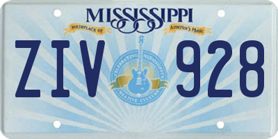 MS license plate ZIV928