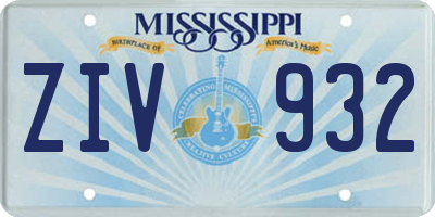 MS license plate ZIV932