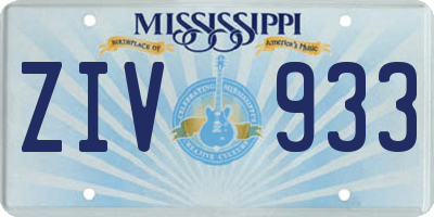 MS license plate ZIV933