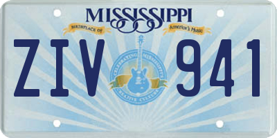 MS license plate ZIV941