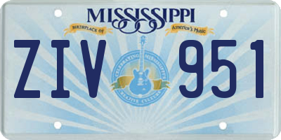 MS license plate ZIV951