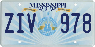 MS license plate ZIV978