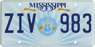 MS license plate ZIV983