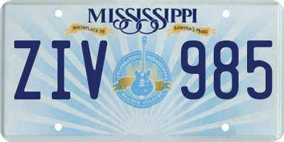 MS license plate ZIV985