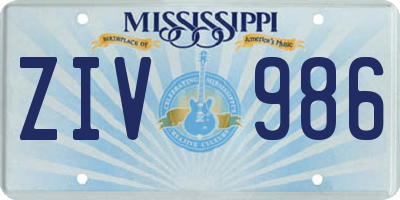 MS license plate ZIV986