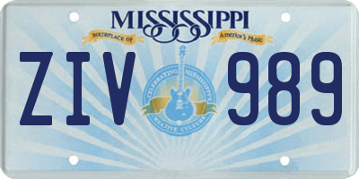 MS license plate ZIV989