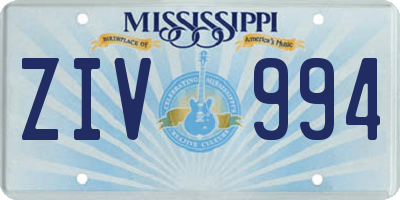 MS license plate ZIV994