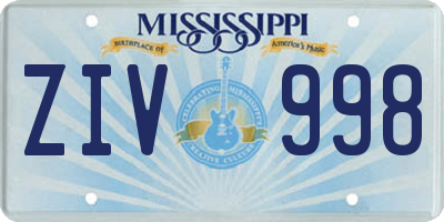 MS license plate ZIV998