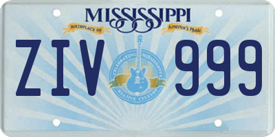 MS license plate ZIV999