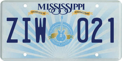 MS license plate ZIW021