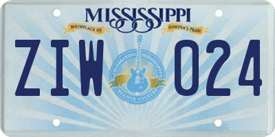 MS license plate ZIW024
