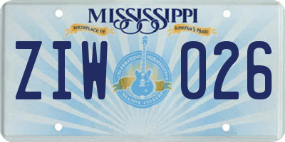 MS license plate ZIW026