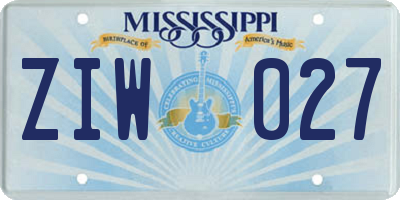 MS license plate ZIW027