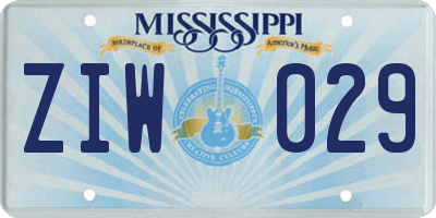MS license plate ZIW029