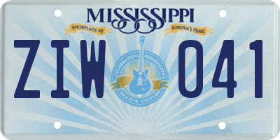MS license plate ZIW041