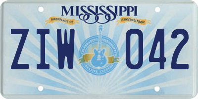 MS license plate ZIW042