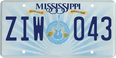 MS license plate ZIW043