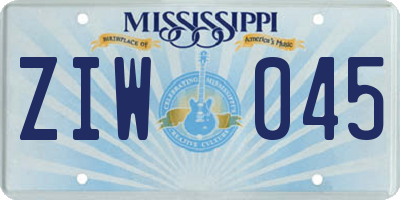 MS license plate ZIW045