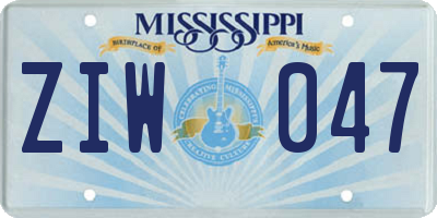 MS license plate ZIW047
