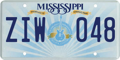 MS license plate ZIW048