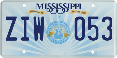 MS license plate ZIW053