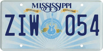 MS license plate ZIW054