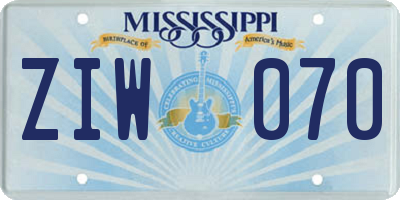 MS license plate ZIW070