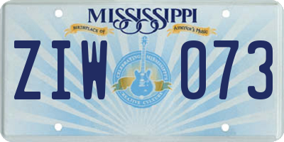 MS license plate ZIW073