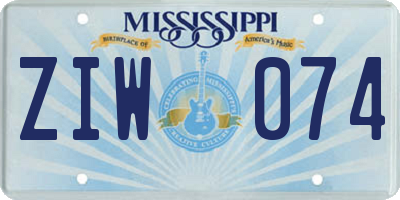 MS license plate ZIW074