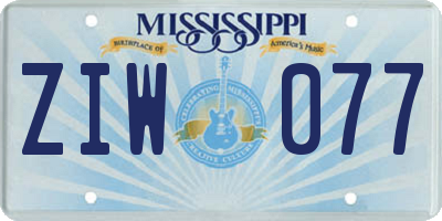 MS license plate ZIW077