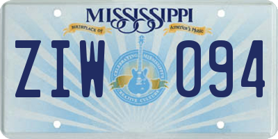 MS license plate ZIW094