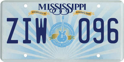 MS license plate ZIW096