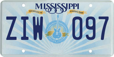 MS license plate ZIW097