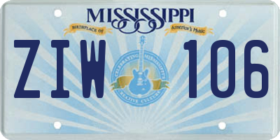 MS license plate ZIW106