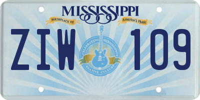 MS license plate ZIW109