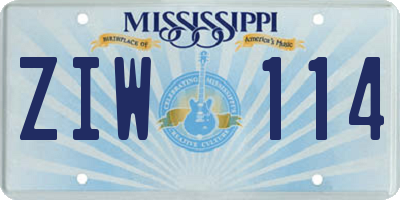 MS license plate ZIW114